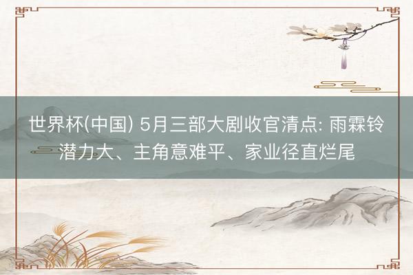 世界杯(中国) 5月三部大剧收官清点: 雨霖铃潜力大、主角意难平、家业径直烂尾