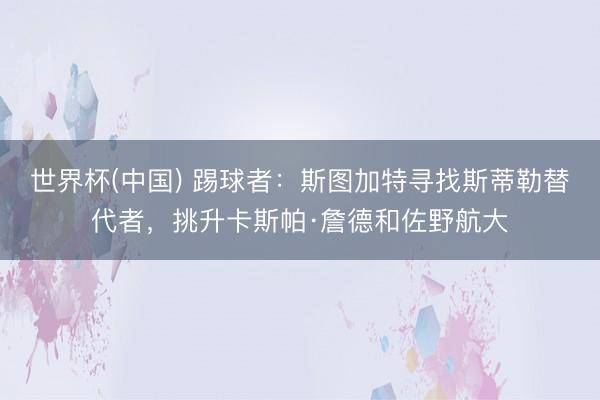 世界杯(中国) 踢球者：斯图加特寻找斯蒂勒替代者，挑升卡斯帕·詹德和佐野航大