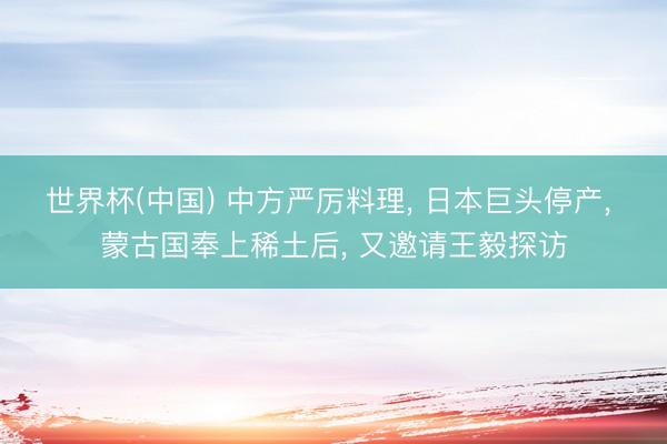 世界杯(中国) 中方严厉料理， 日本巨头停产， 蒙古国奉上稀土后， 又邀请王毅探访