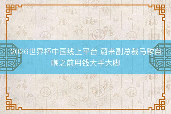 2026世界杯中国线上平台 蔚来副总裁马麟自嘲之前用钱大手大脚