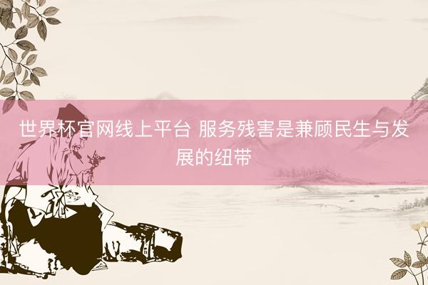 世界杯官网线上平台 服务残害是兼顾民生与发展的纽带