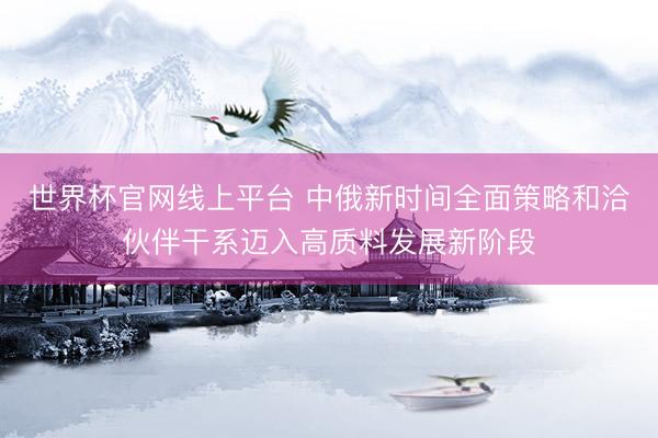 世界杯官网线上平台 中俄新时间全面策略和洽伙伴干系迈入高质料发展新阶段