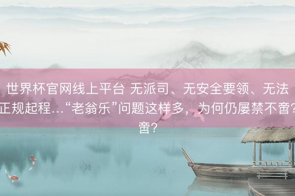 世界杯官网线上平台 无派司、无安全要领、无法正规起程…“老翁乐”问题这样多，为何仍屡禁不啻？