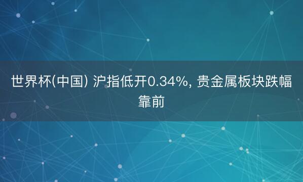 世界杯(中国) 沪指低开0.34%， 贵金属板块跌幅靠前