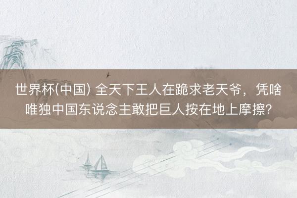 世界杯(中国) 全天下王人在跪求老天爷,凭啥唯独中国东说念主敢把巨人按在地上摩擦?